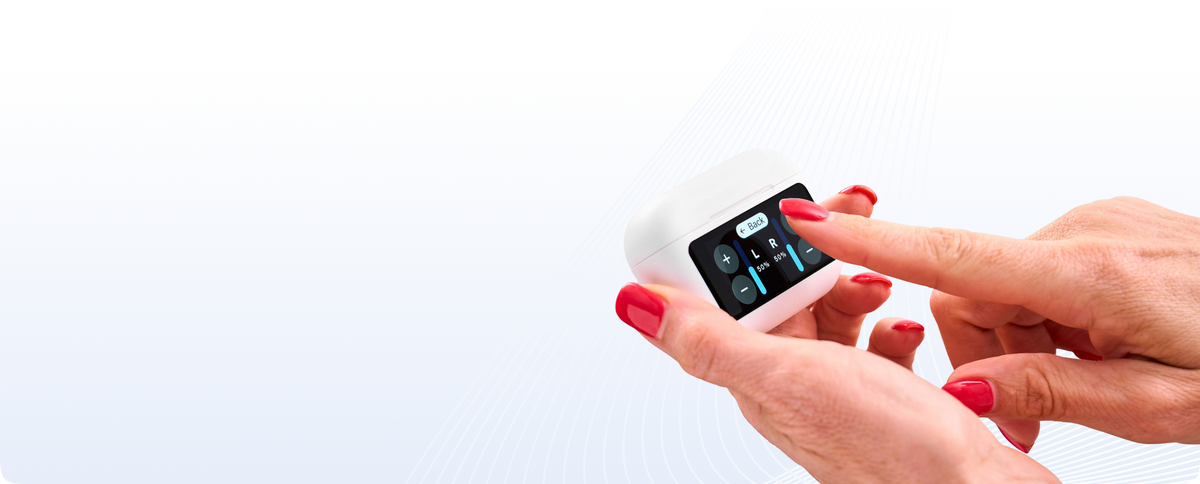 Finger with a digital device on a white background